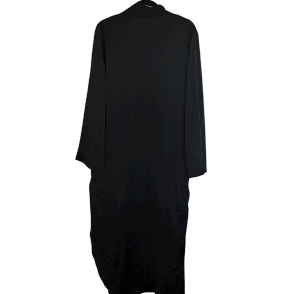Sage The Label Duster/Robe Black Open Front, shirt tail bottom, front pockets,M - Picture 4 of 9